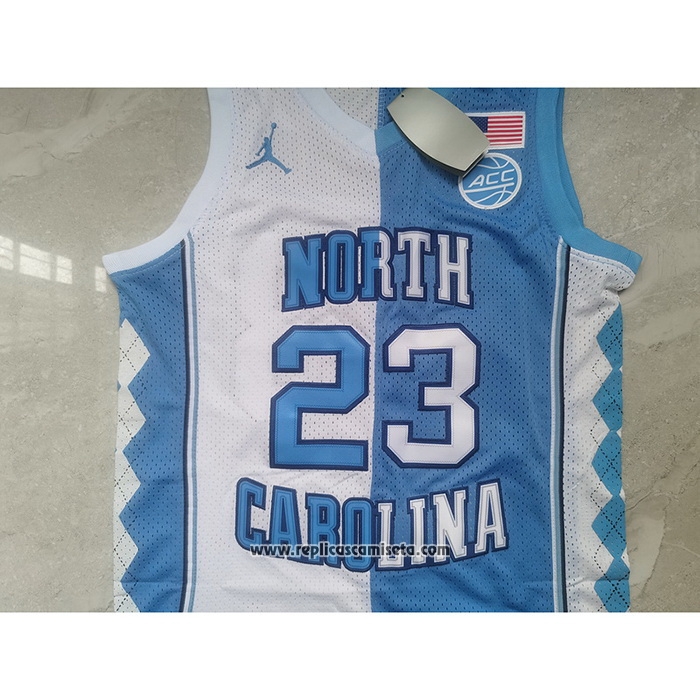 Camiseta NCAA North Carolina Tar Heels Michael Jordan #23 Split Azul Blanco